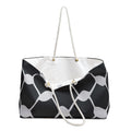 Black keffiyeh tote bag handles down — 24x13 — The YUMA Project Palestinian clothing