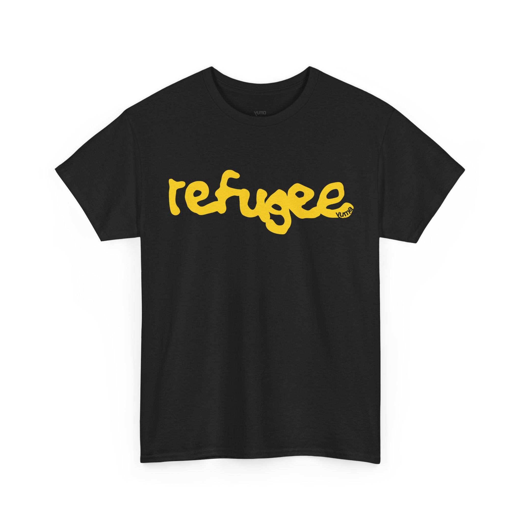 Black Refugee Palestinian graphic tee front — typographic print — The YUMA Project