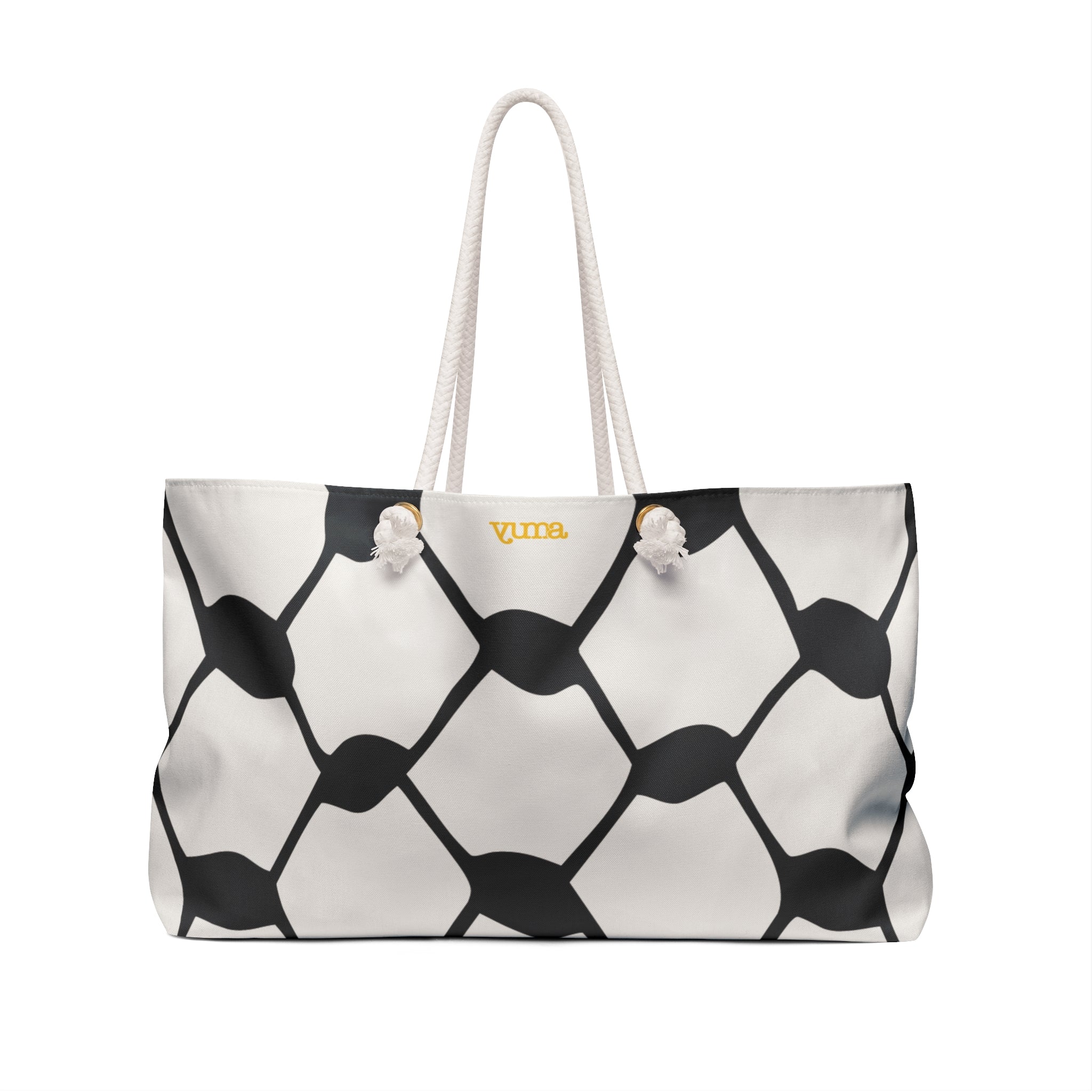 Keffiyeh pattern tote bag back view — The YUMA Project