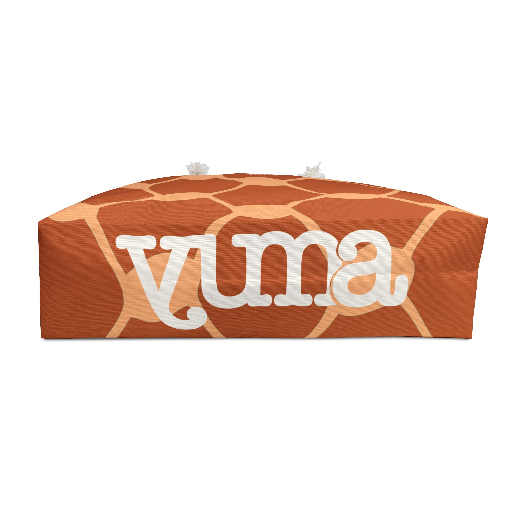 Orange keffiyeh pattern tote bag base detail — heavy canvas — The YUMA Project