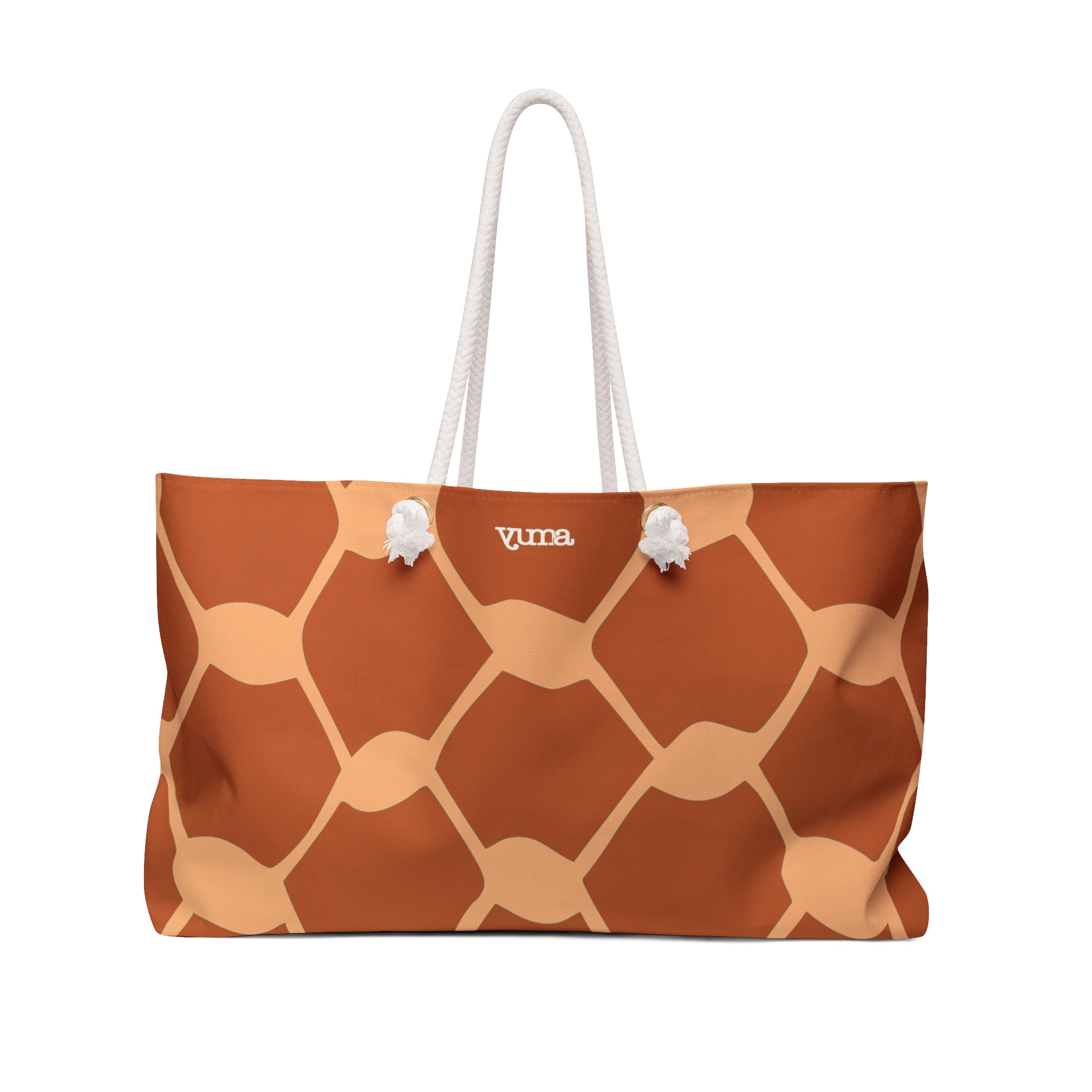 Orange keffiyeh pattern tote bag front view — The YUMA Project Palestinian streetwear