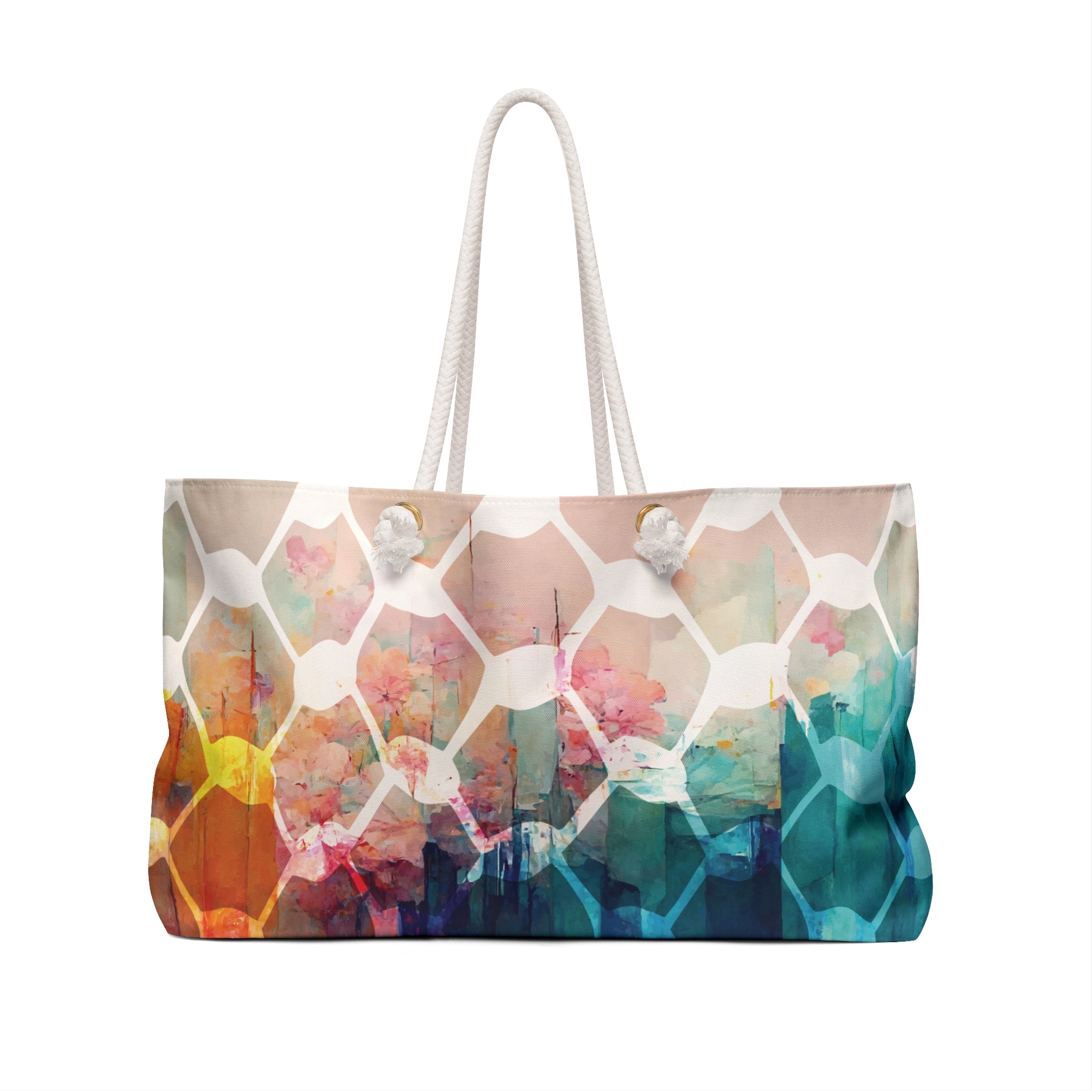 Pastel keffiyeh pattern tote bag back view — The YUMA Project