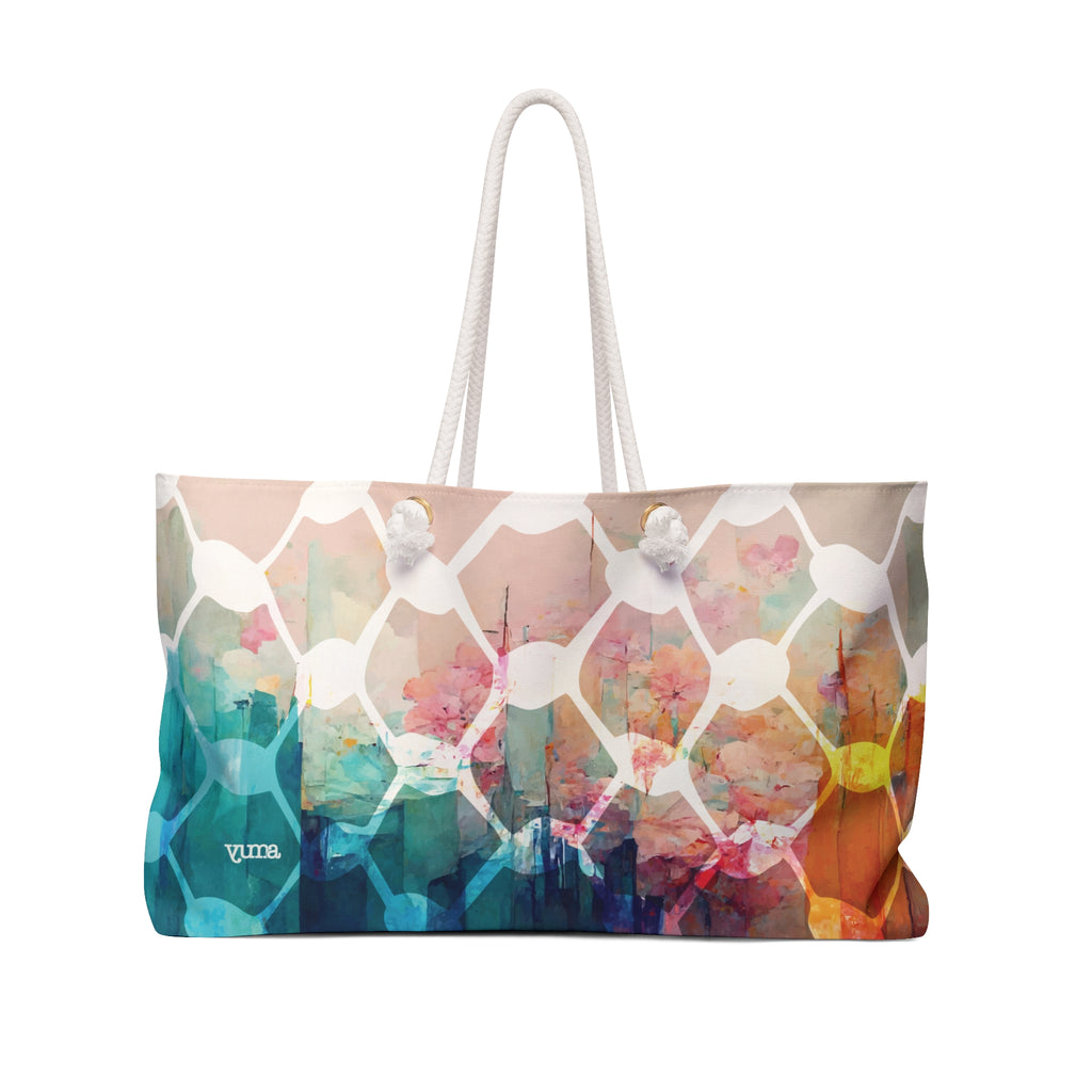 Pastel keffiyeh pattern tote bag front view — The YUMA Project Palestinian streetwear
