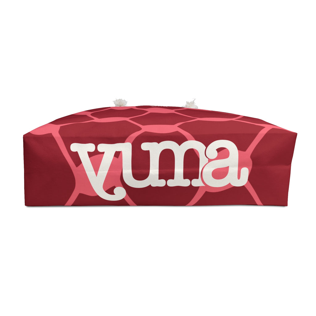 Red keffiyeh pattern tote bag base detail — heavy canvas — The YUMA Project
