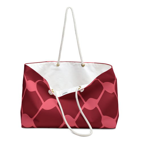 Red keffiyeh tote bag handles down — 24x13 — The YUMA Project Palestinian clothing