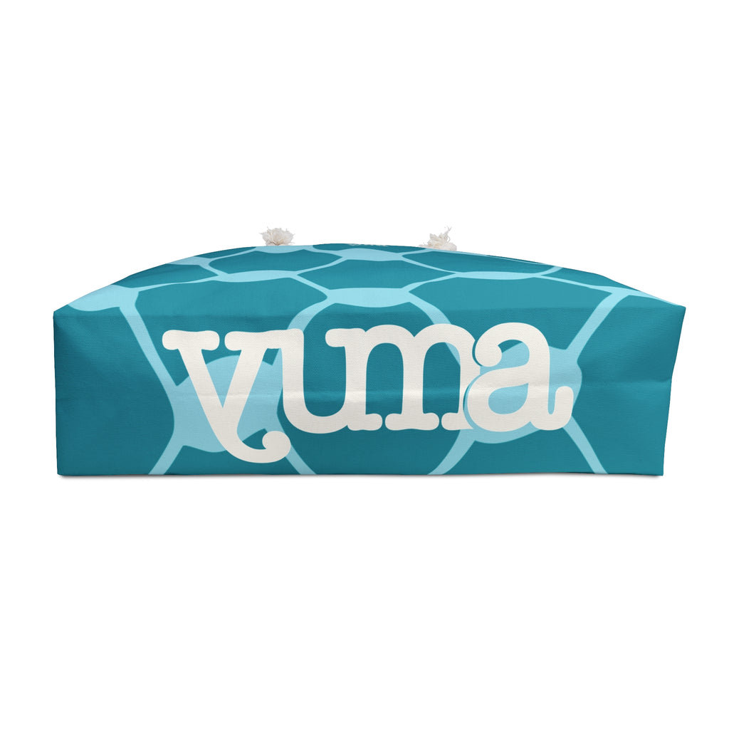 Teal keffiyeh pattern tote bag base detail — heavy canvas — The YUMA Project