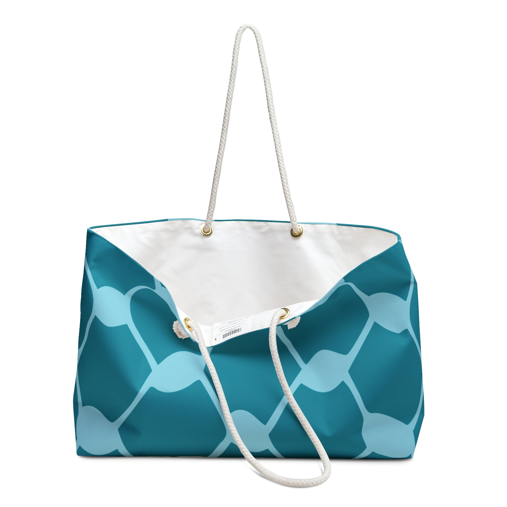 Teal keffiyeh tote bag handles down — 24x13 — The YUMA Project Palestinian clothing