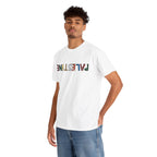 Man wearing white Palestine Shirt Palestinian graphic tee — The YUMA Project streetwear